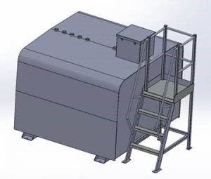 Drawing of rectangular tank with access platform