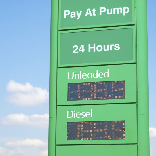 Prices at a gas station in Australia